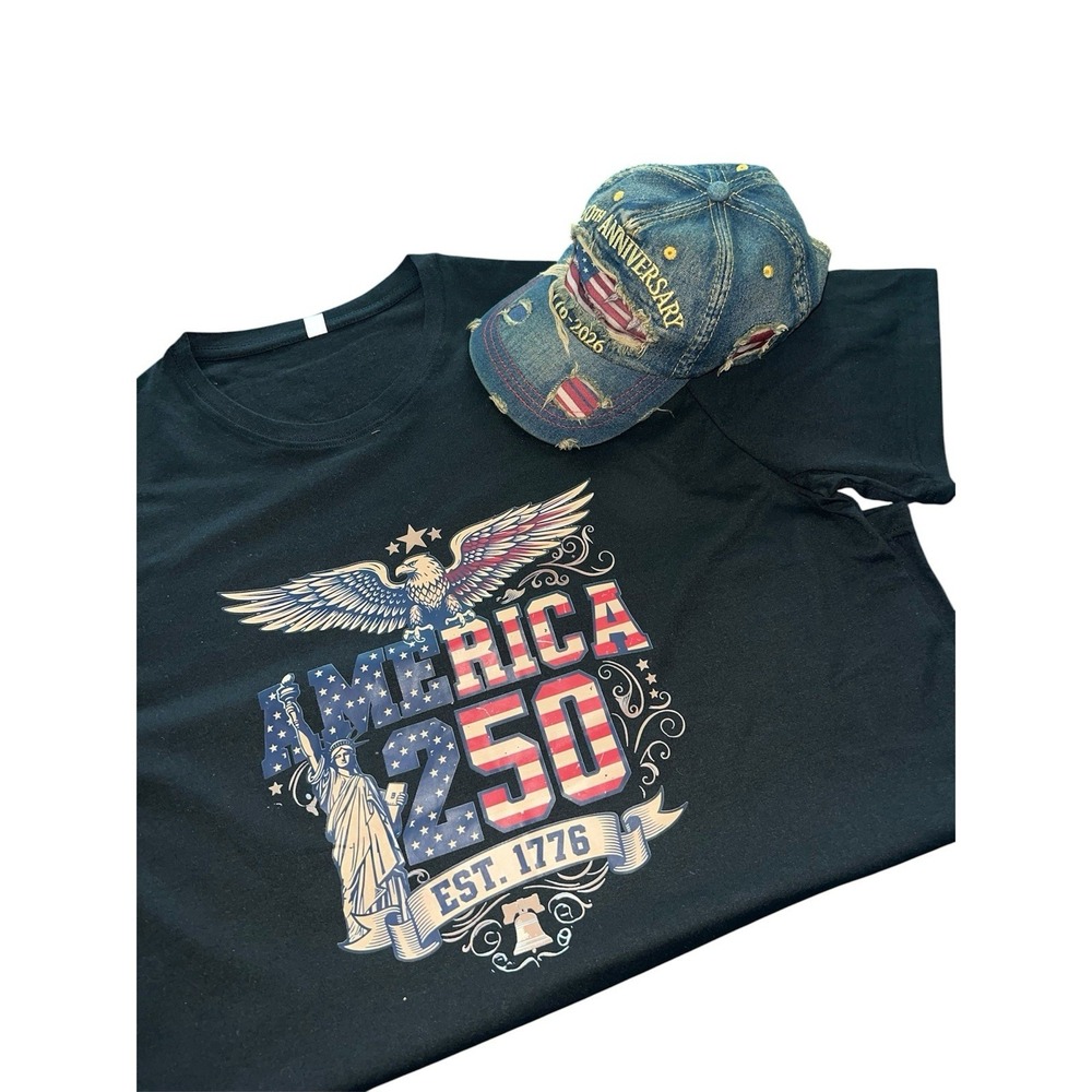 250th Anniversary America T-Shirt 2xl  With 250th Anniversary America Hat